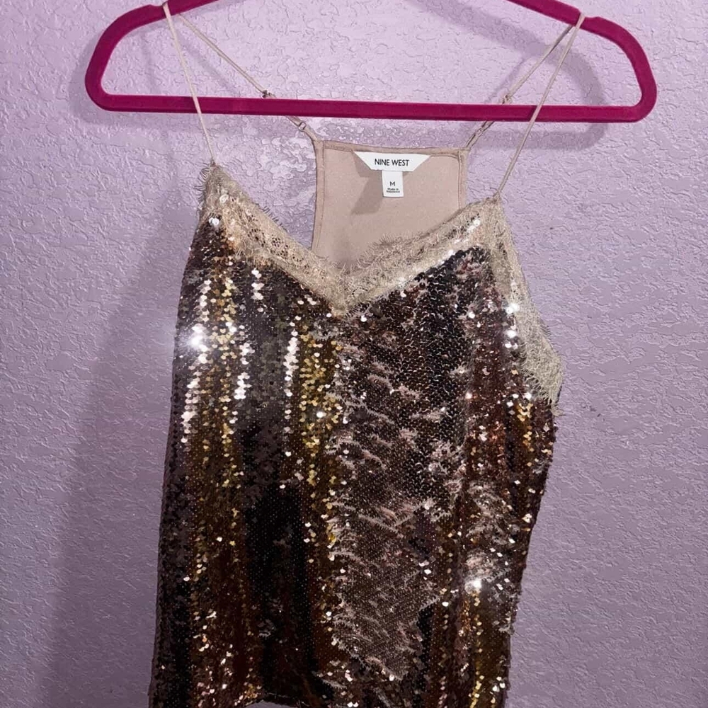 Nine West Rose Gold Sequin Camisole